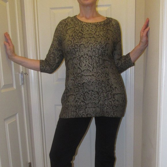 INC International Concepts Metallic Snake-Print Tunic Sweater ~ Size L - Picture 3 of 13